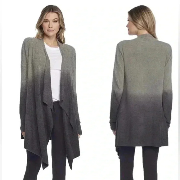 Barefoot Dreams Sweaters - BAREFOOT DREAMS CozyChic Lite Ombre Calypso Wrap Cardigan Loden Carbon S/M